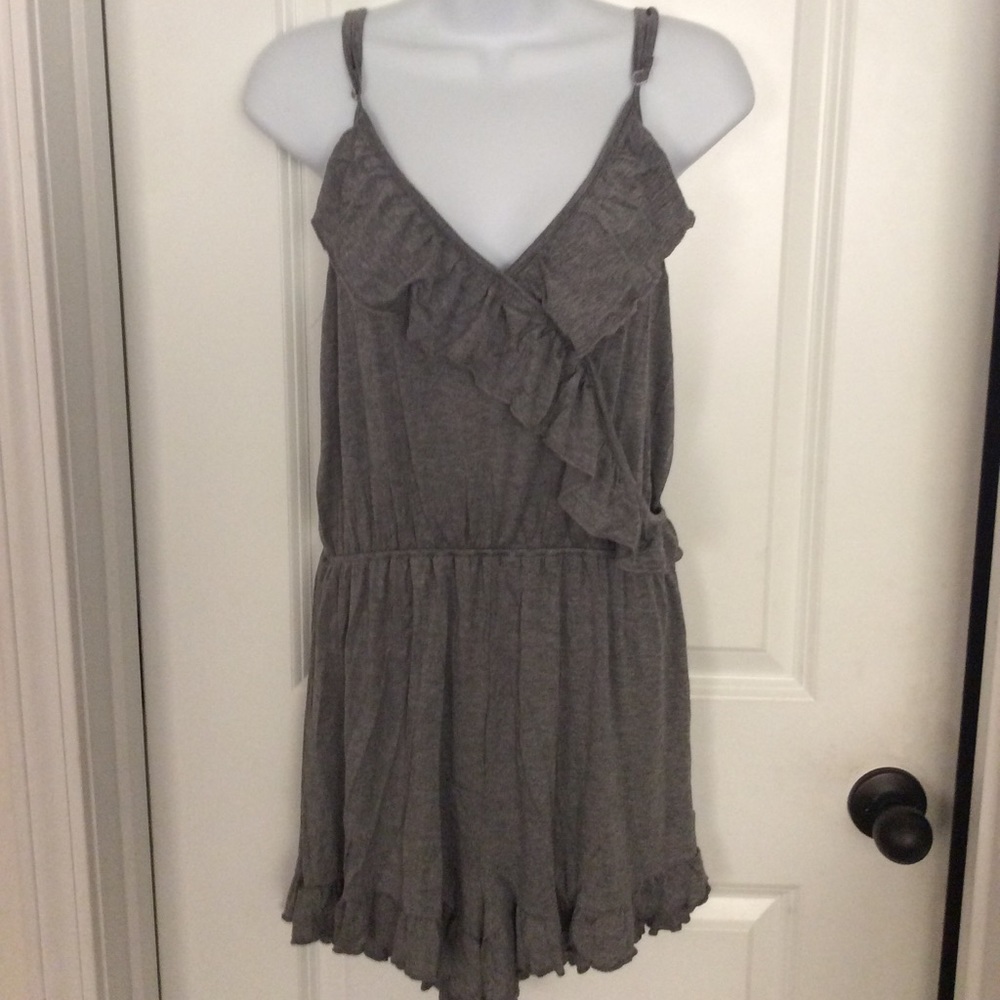 Grey ruffled romper